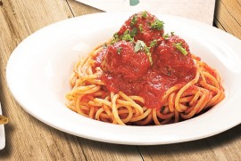 SPAGHETTI W/ MEATBALLS WITH GARLIC BREAD — Ameci Pizza & Pasta, Santa Clarita